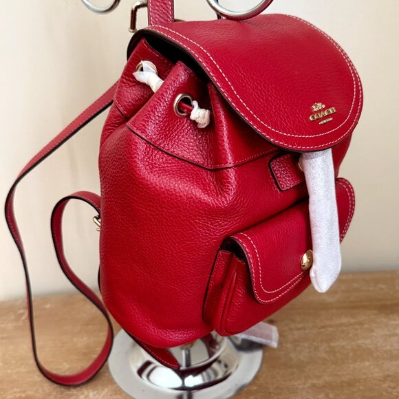 Nwt Coach Leather drawstring Pennie Backpack 22 - Picture 3 of 10